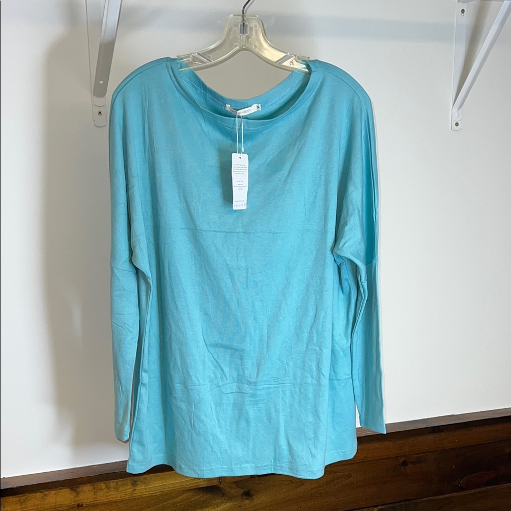 NWT Womens Long Sleeve‎ Teal Oversized Tunic Top- M